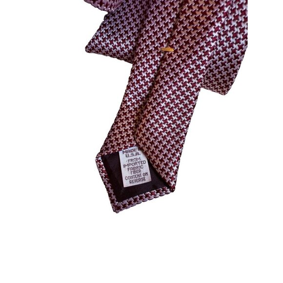 Oscar de la Renta Red and White Classic Polyester Men's Tie - Picture 3 of 8